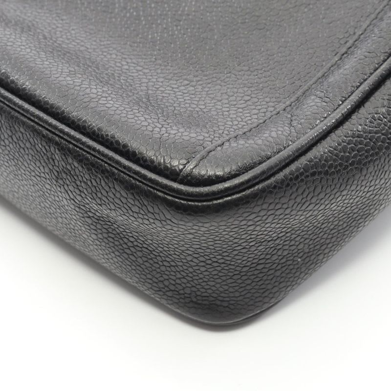 Chanel Shoulder Bag Black Leather Calfskin Chain