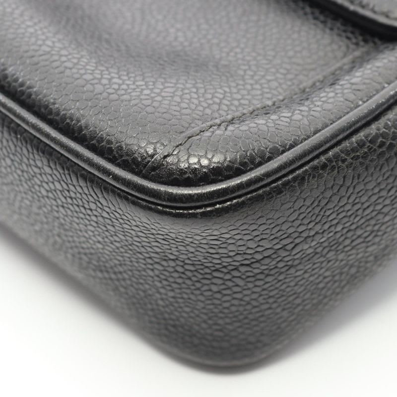 Chanel Shoulder Bag Black Leather Calfskin Chain