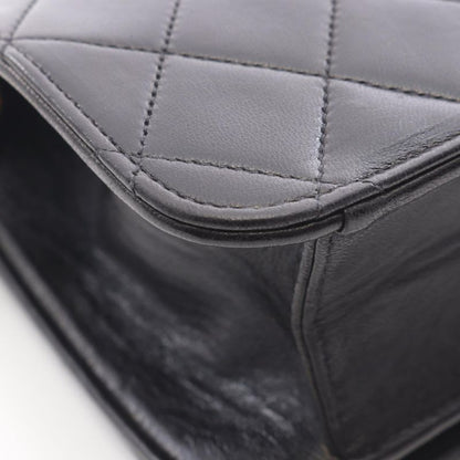 Chanel Shoulder Bag Quilted Full Flap Black Lambskin Push Lock