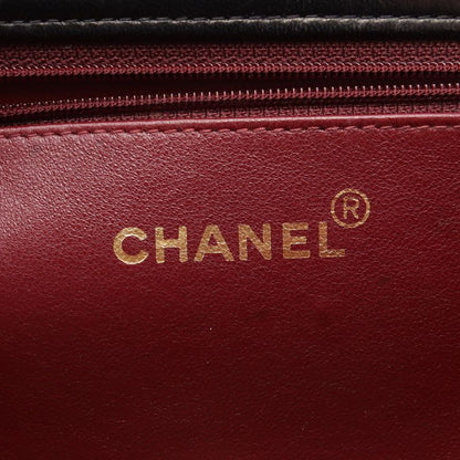 Chanel Shoulder Bag Quilted Full Flap Black Lambskin Push Lock