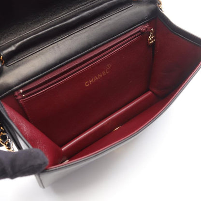 Chanel Shoulder Bag Quilted Full Flap Black Lambskin Push Lock