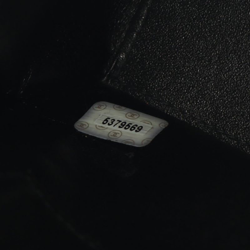 Chanel Tote Bag Black Lambskin Logo Handbag Ladies