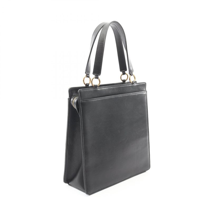 Chanel Tote Bag Black Lambskin Logo Handbag Ladies