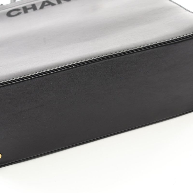 Chanel Tote Bag Black Lambskin Logo Handbag Ladies
