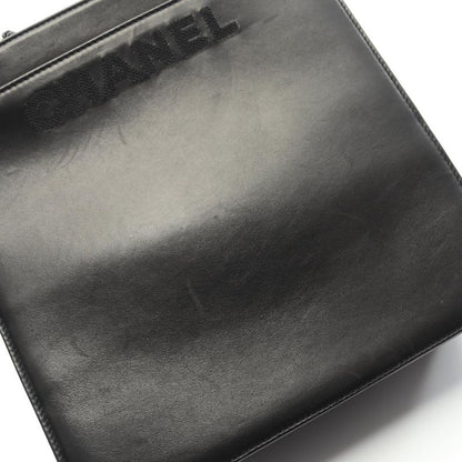 Chanel Tote Bag Black Lambskin Logo Handbag Ladies