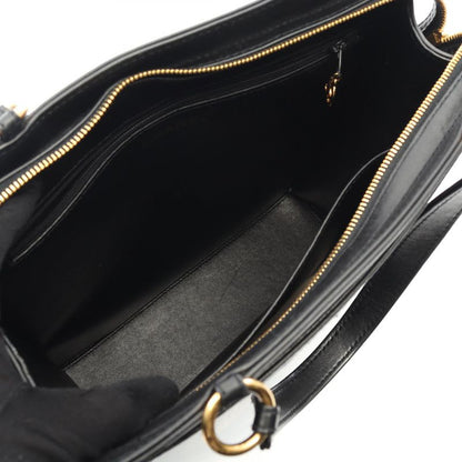 Chanel Tote Bag Black Lambskin Logo Handbag Ladies