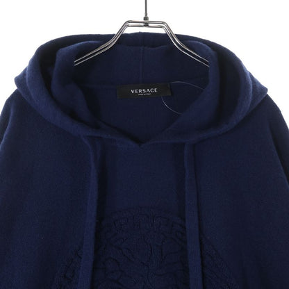 Versace Medusa Logo Pile Jacquard Cashmere Blend Wool Knit Pullover Parka
