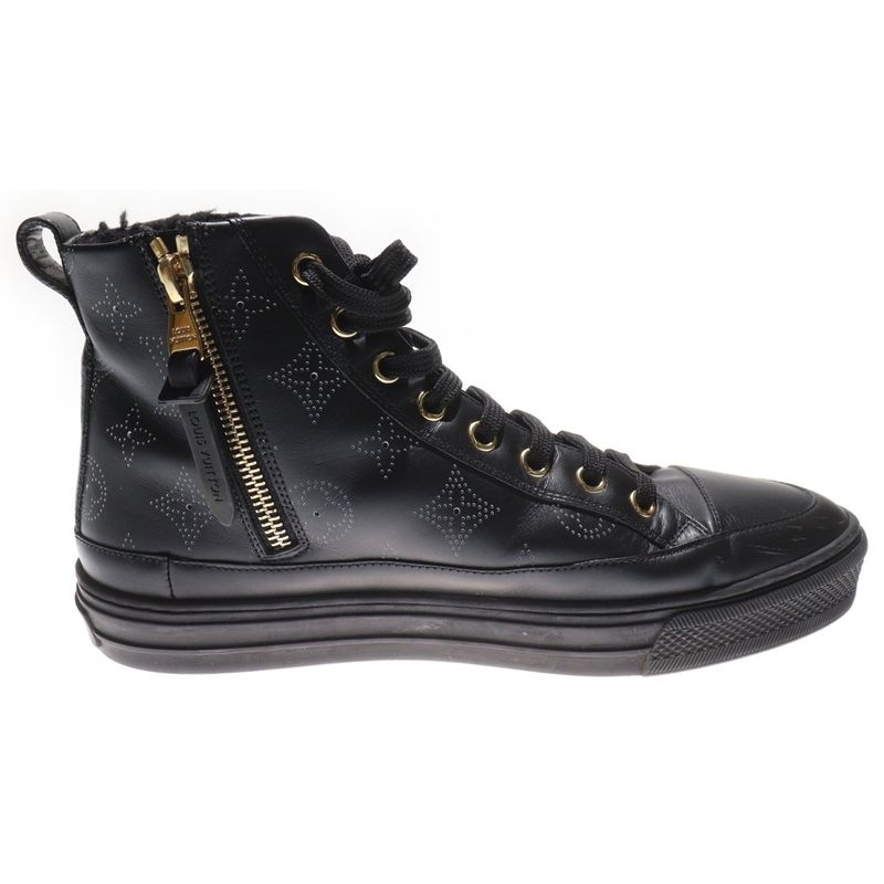 Louis Vuitton Monogram Stellar Line Liner Boa Leather High Cut Sneakers Black