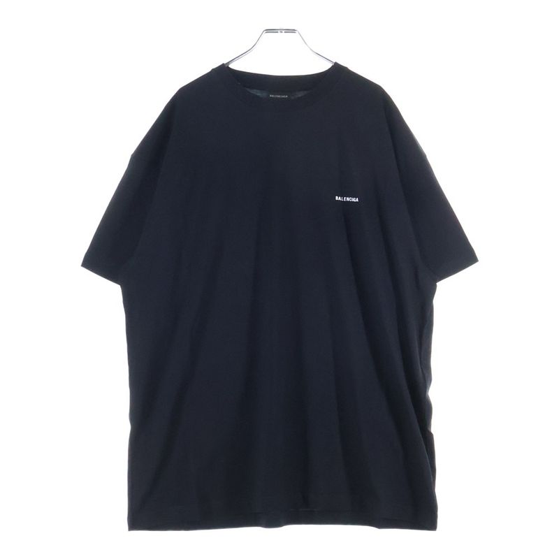Balenciaga Cotton Front Logo Print Crew Neck Short Sleeve T-shirt Cut And Sewn