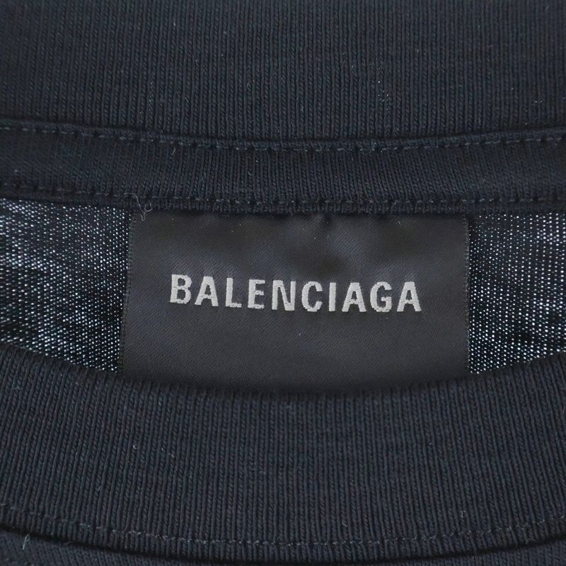 Balenciaga Cotton Front Logo Print Crew Neck Short Sleeve T-shirt Cut And Sewn