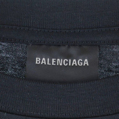 Balenciaga Cotton Front Logo Print Crew Neck Short Sleeve T-shirt Cut And Sewn