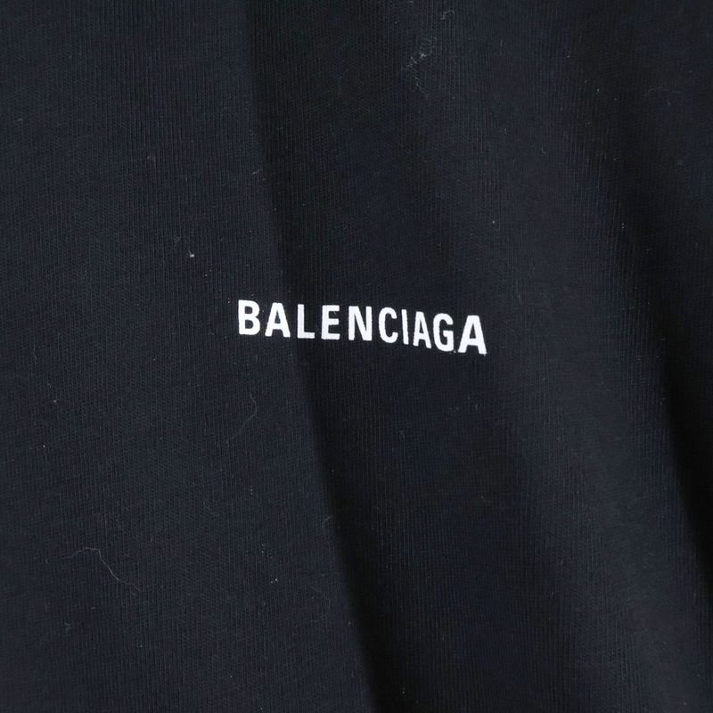 Balenciaga Cotton Front Logo Print Crew Neck Short Sleeve T-shirt Cut And Sewn