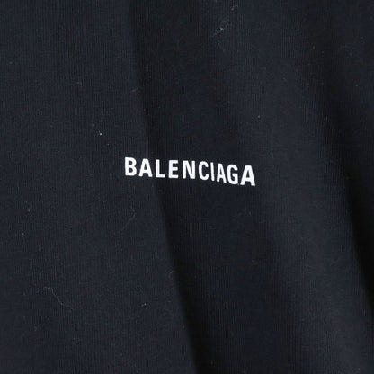 Balenciaga Cotton Front Logo Print Crew Neck Short Sleeve T-shirt Cut And Sewn