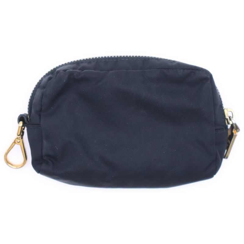Prada Ribbon Logo Plate Nylon Multi Pouch Black 1n1441