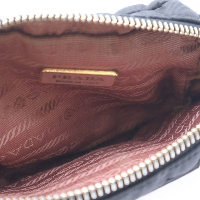 Prada Ribbon Logo Plate Nylon Multi Pouch Black 1n1441