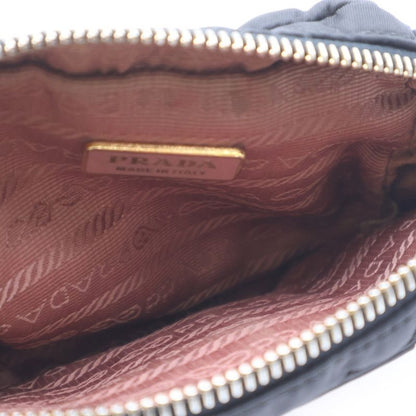 Prada Ribbon Logo Plate Nylon Multi Pouch Black 1n1441