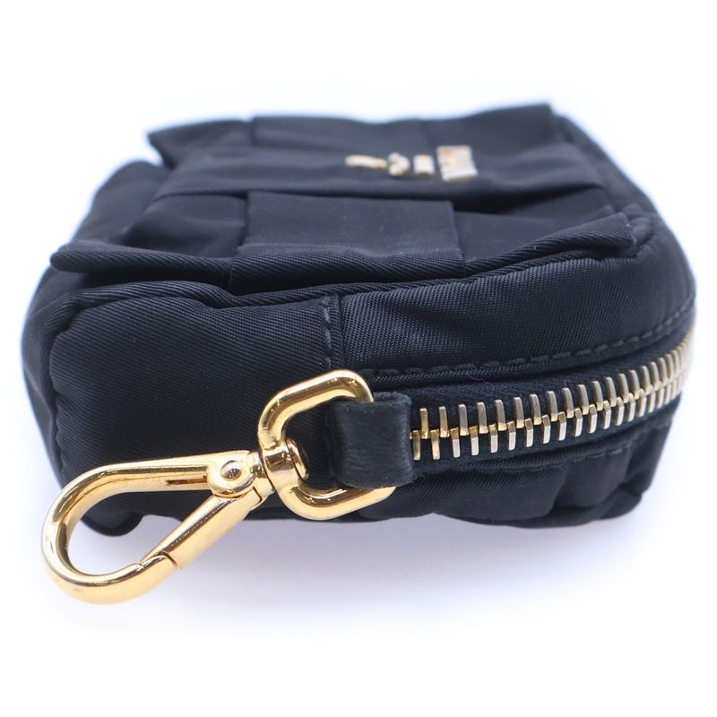 Prada Ribbon Logo Plate Nylon Multi Pouch Black 1n1441