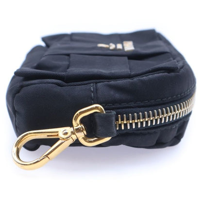 Prada Ribbon Logo Plate Nylon Multi Pouch Black 1n1441