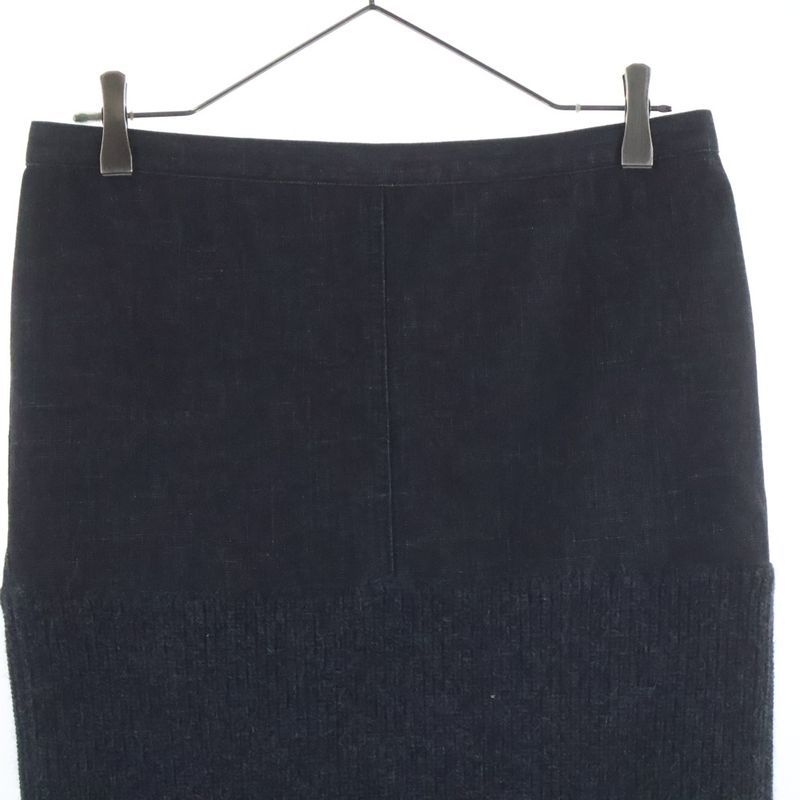 Chanel 03AW Denim Knit Docking Skirt Black P21735w03184 Women's