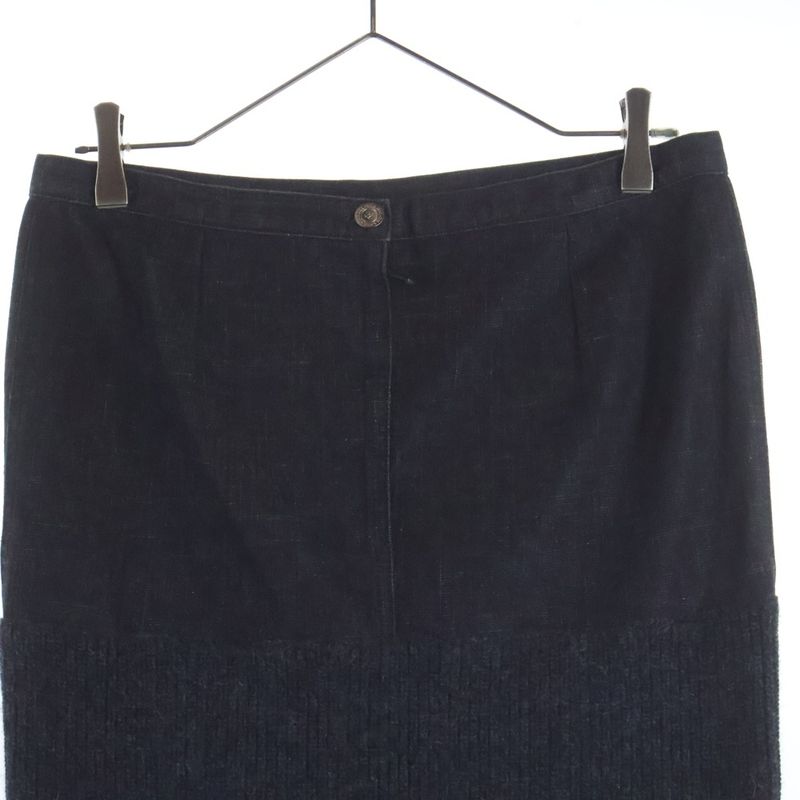 Chanel 03AW Denim Knit Docking Skirt Black P21735w03184 Women's