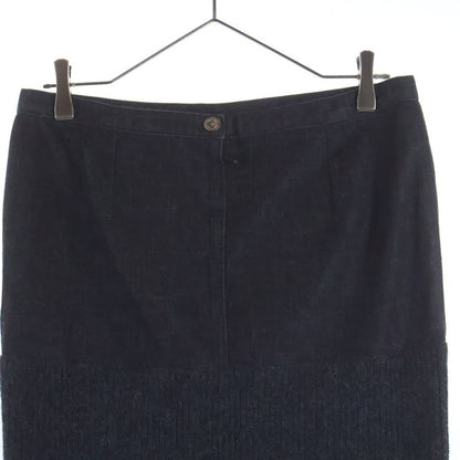 Chanel 03AW Denim Knit Docking Skirt Black P21735w03184 Women's