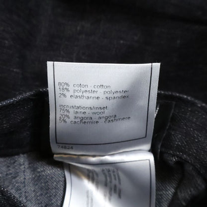 Chanel 03AW Denim Knit Docking Skirt Black P21735w03184 Women's