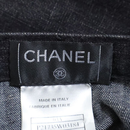 Chanel 03AW Denim Knit Docking Skirt Black P21735w03184 Women's