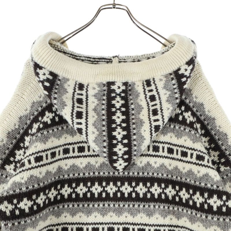 Celine 21AW Nordic Knit Hoodie Pullover Parka Ivory 2a80r107o