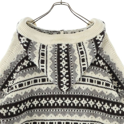 Celine 21AW Nordic Knit Hoodie Pullover Parka Ivory 2a80r107o