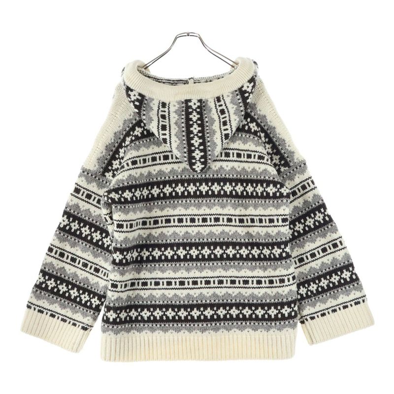 Celine 21AW Nordic Knit Hoodie Pullover Parka Ivory 2a80r107o