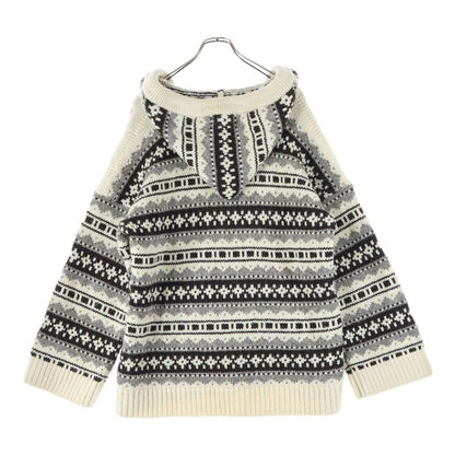 Celine 21AW Nordic Knit Hoodie Pullover Parka Ivory 2a80r107o