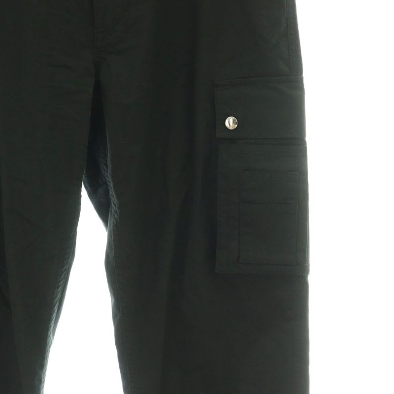 Celine 24 SS Middle Rise Cargo Pants Linen Blend Logo Belt 48 Black CX OS AD