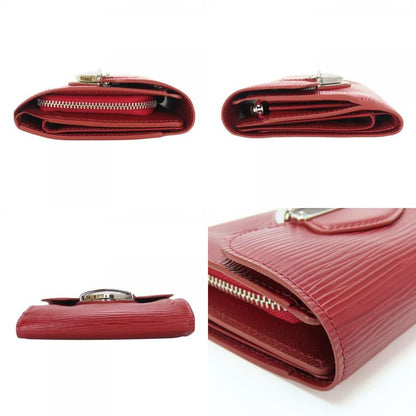 Louis Vuitton Trifold Wallet Portefeuille Joy M6658m Epi Leather Ruby Silver