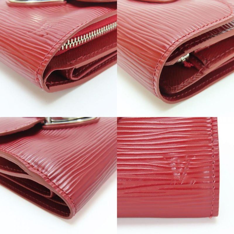 Louis Vuitton Trifold Wallet Portefeuille Joy M6658m Epi Leather Ruby Silver