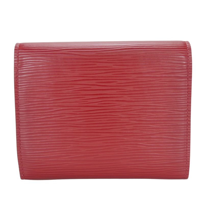 Louis Vuitton Trifold Wallet Portefeuille Joy M6658m Epi Leather Ruby Silver