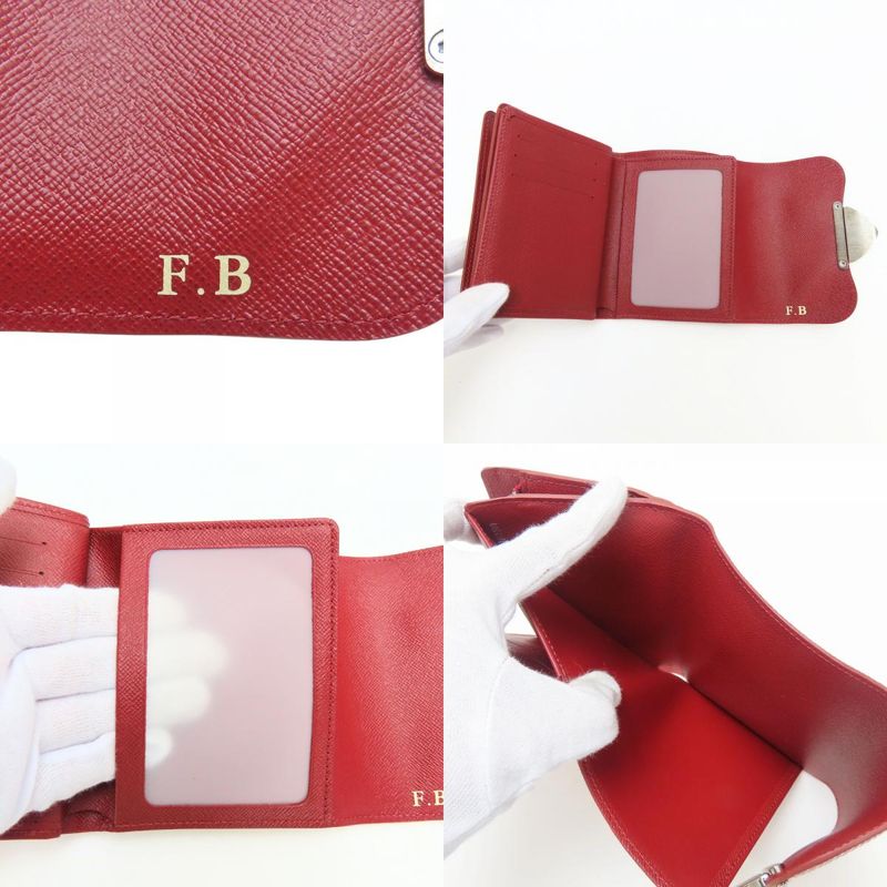 Louis Vuitton Trifold Wallet Portefeuille Joy M6658m Epi Leather Ruby Silver