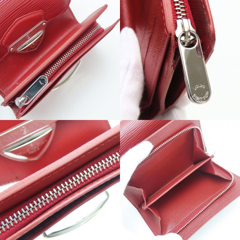 Louis Vuitton Trifold Wallet Portefeuille Joy M6658m Epi Leather Ruby Silver