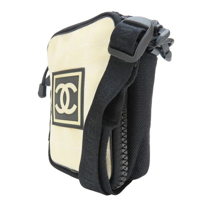 Chanel Shoulder Bag Sports Line A22059 Coco Mark Jacquard Nylon Ivory Black