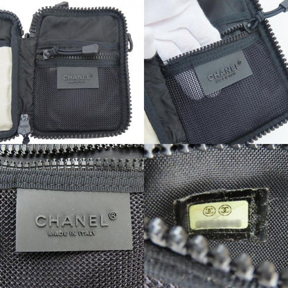Chanel Shoulder Bag Sports Line A22059 Coco Mark Jacquard Nylon Ivory Black