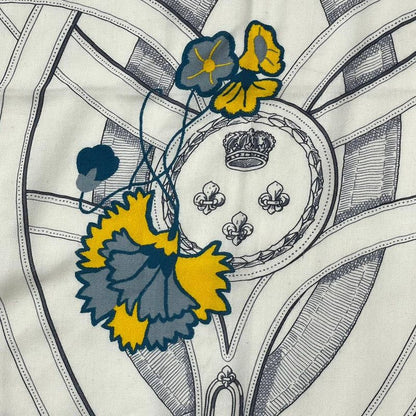 Hermes Kare140 Cavalcadour Fleuri Large Shawl Cashmere X Silk Beige