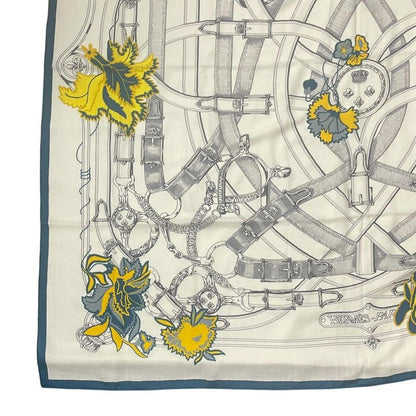 Hermes Kare140 Cavalcadour Fleuri Large Shawl Cashmere X Silk Beige