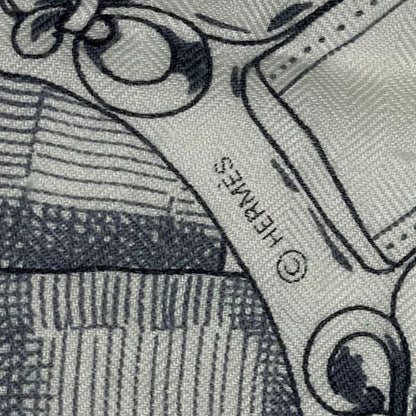 Hermes Kare140 Cavalcadour Fleuri Large Shawl Cashmere X Silk Beige