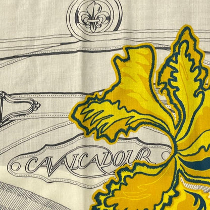 Hermes Kare140 Cavalcadour Fleuri Large Shawl Cashmere X Silk Beige