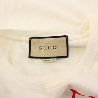 Gucci Strawberry Print T-Shirt Cut And Sew Short Sleeve XS White KH