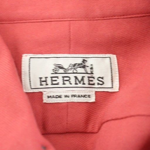 Hermes Shirt Long Sleeve Cotton Cashmere Blend 15 3 4 40 Red AN21