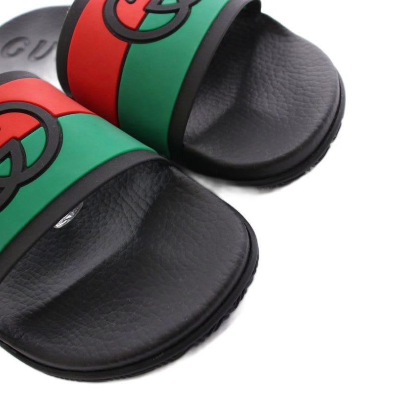 Gucci Sherry Line Interlocking G Sandals Slippers 8 Black KH