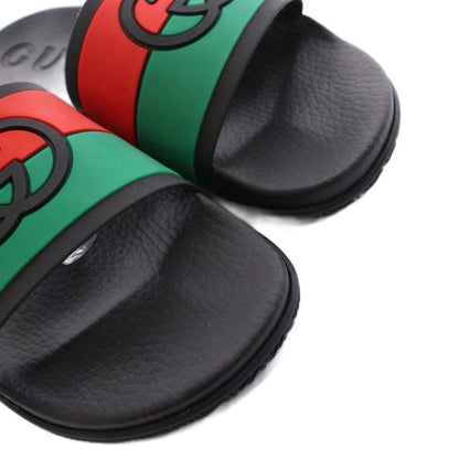 Gucci Sherry Line Interlocking G Sandals Slippers 8 Black KH