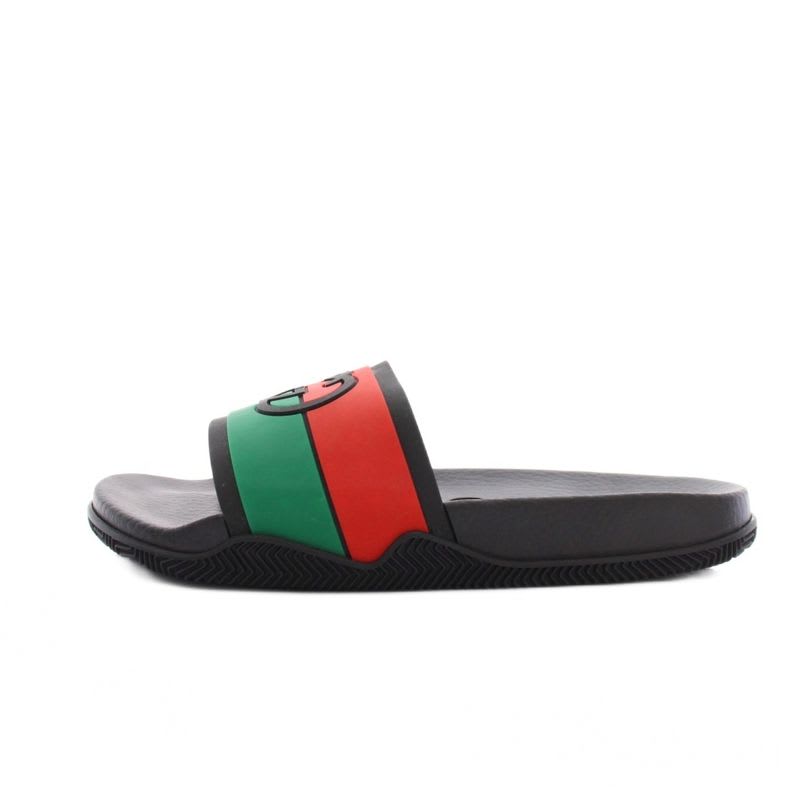Gucci Sherry Line Interlocking G Sandals Slippers 8 Black KH