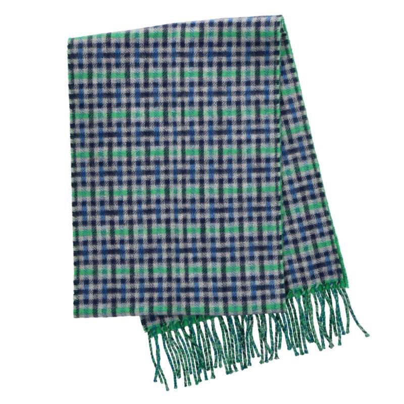 Hermes H Ecoce Recto Verso Plaid Cashmere Fringe Scarf Men's