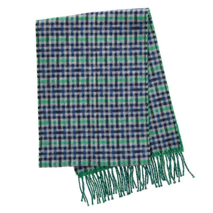 Hermes H Ecoce Recto Verso Plaid Cashmere Fringe Scarf Men's